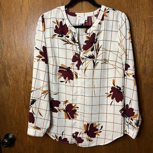 Liz Claiborne long sleeve tunic blouse, sz L